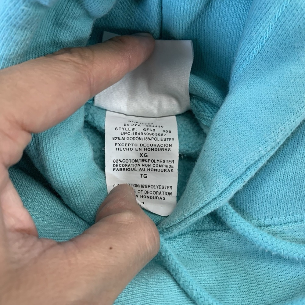 Champion Hoodie Mens XL Reverse‎ Weave Teal Multi-Logo Retro Hooded Sweatshirt - Picture 7 of 10
